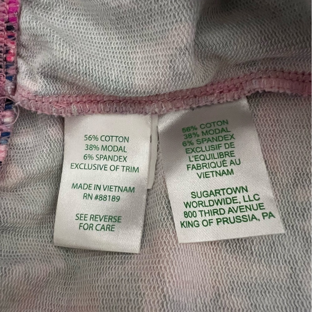 Lilly Pulitzer Emora Coastal Knit Pant Pink Navy Jewel Floral *See Measurments - Picture 5 of 5